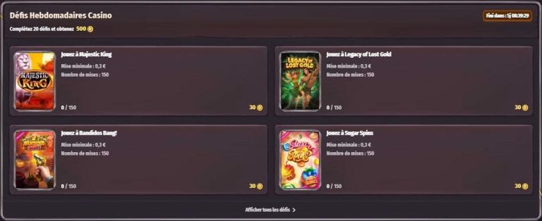 Dragonia Casino défis hebdomadaires