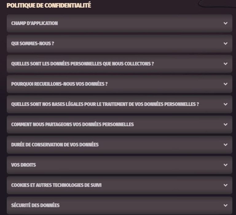 Dragonia Casino politique confidentialité