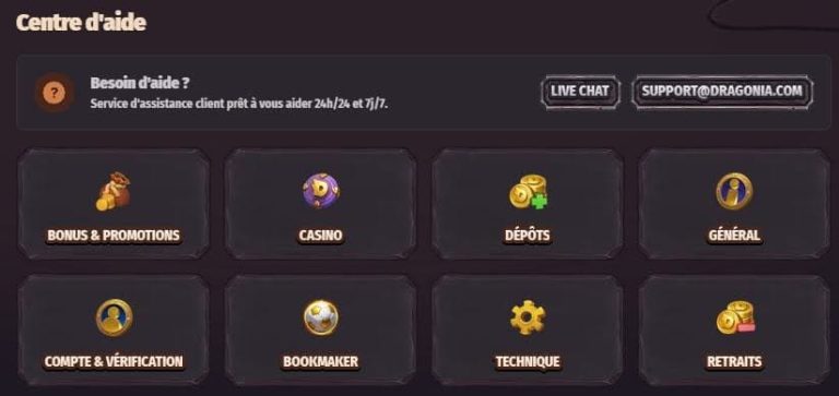 Dragonia Casino support client